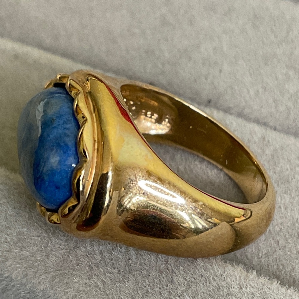 Blue Stone Gold Toned Sterling Silver Ring - Picture 3 of 5